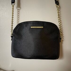 Steve Madden Black Crossbody Bag with Elegant Gold Accents